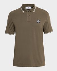 Men's Short Sleeve Striped Edge Polo Shirt