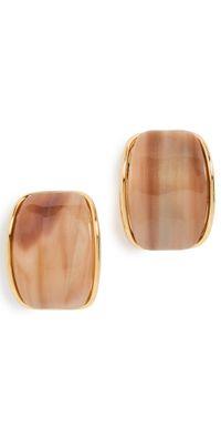 By Adina Eden Colored Curved Stone Bezel Stud Earrings Orange One Size