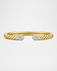 Sculpted Cable X Bracelet with Diamonds in 18K Gold, 6mm