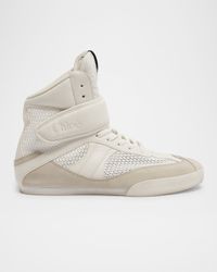 Kick High-Top Mesh Leather Sneakers