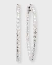 18k White Gold Diamond Hoop Earrings, 2.97tcw, 1.5"L