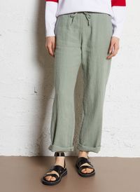 Armor Lux - Pantalon droit en lin - Taille 42 - Kaki