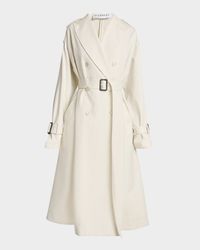 Cocoon Shoulder Double-Breasted Belted Trench Coat