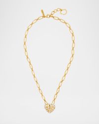 Pearly-Set Heart Pendant Necklace