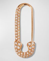 18k Diamond Safety Pin Earring, Single