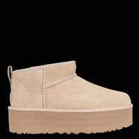 Ugg - Bottines fourrées à plateforme en cuir velours - Taille 41 - Beige