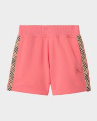 Girl's Check Trim Cotton Shorts, Size 3-14