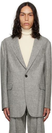 R13 Gray Raw Cut Blazer