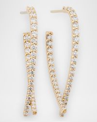 14K Gold Small Flawless Front/Back Upside Down Diamond Hoop Earrings