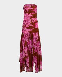 Teryn Silk Chiffon Strapless Maxi Dress