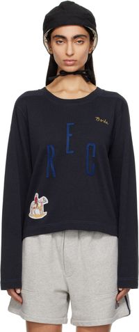 Bode Navy 'Rec' Pullover Sweatshirt
