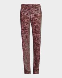 Pachas Flocked Dot Straight-Leg Pants