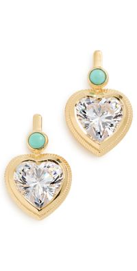 HART Bezel Heart Earrings with Turquoise Gold/Turquoise One Size