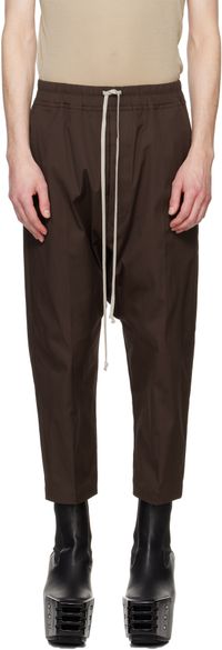 Rick Owens Brown Hollywood Drawstring Cropped Trousers