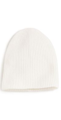 White & Warren Cashmere Plush Rib Beanie Soft White One Size