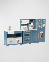 Kid's Little Chef Atlanta Large Modular Play Kitchen W/ Play Food & Kitchen Accessories