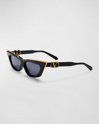 V-Goldcut I Cat-Eye Acetate & Titanium Sunglasses