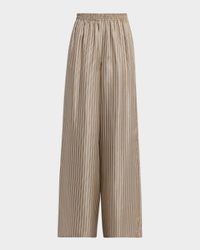 Ladino Striped Silk Wide-Leg Belted Pants