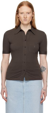 Filippa K Brown Embroidered Shirt