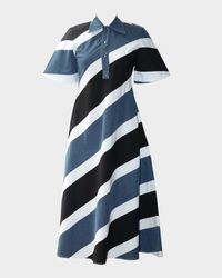 Gravity Striped Cotton Midi Shirtdress