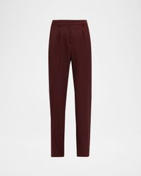 Cannes Pleated Straight-Leg Wool Pants