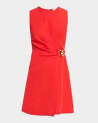 Lily Sleeveless Wrap-Front Crepe Mini Dress