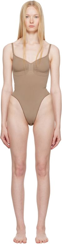 SKIMS Taupe Seamless Sculpt Thong Bodysuit