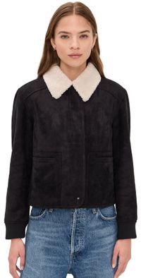 Velvet Juno Faux Suede Jacket Black/Cream XS
