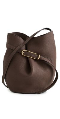 Liffner Belted Medium Bucket Bag Dark Brown Silver Hardware One Size