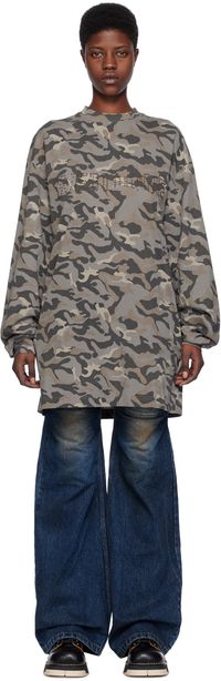 We11done Gray Camouflage Long Sleeve T-Shirt