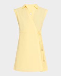 Shivon Cap-Sleeve Poplin Mini Wrap Dress