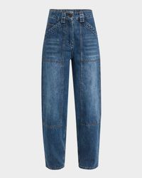 High-Rise Barrel-Leg Denim Pants