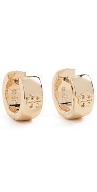 Tory Burch Wide Icon Huggie Earrings Tory Gold One Size