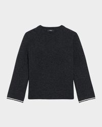 Stitched Wool-Cashmere Crewneck Sweater