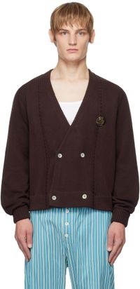 Bode Brown Double-Breasted Cardigan