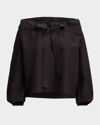 Ruffle-Collar Cotton-Silk Blouse