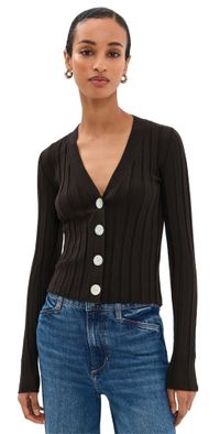 Madewell Ribbed V Neck Cardigan Molasses XXL