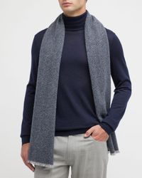 Men's Herringbone Cashmere Scarf