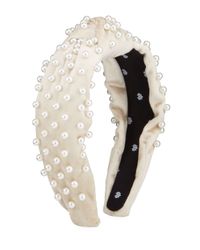Faux Pearl Beaded Velvet Knotted Headband