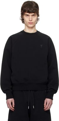 AMI Paris Black Cotton Tonal Ami de Coeur Sweatshirt