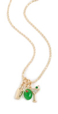 BaubleBar Martini Charm Necklace Green/Gold One Size