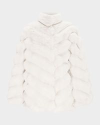 Fur-Free Chevron Faux Chinchilla Coat