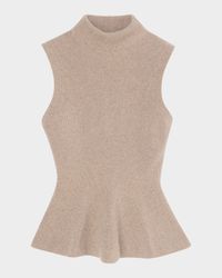 Sleeveless Wool-Cashmere Peplum Sweater