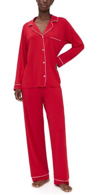 Eberjey Gisele Long Pajama Set Holly Red/Ivory XS