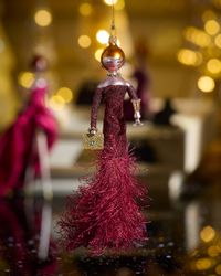 Fashionista in Red Gown Christmas Ornament
