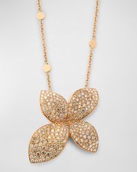 Giardini Segreti 18K Red Gold Diamond Flower Pendant Necklace