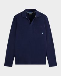 Men's Chest Pocket Long-Sleeve Polo Shirt