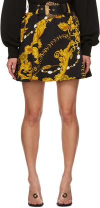Versace Jeans Couture Black Printed Miniskirt