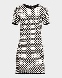 Honey Comb Sequin Knit Short-Sleeve Mini Dress