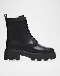 T Monogram Leather Lace-Up Ankle Boots